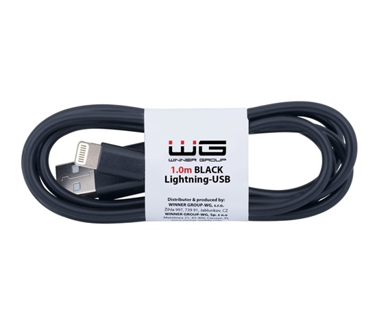 WG - Datový kabel Lightning na USB-A, 1 metr, černá