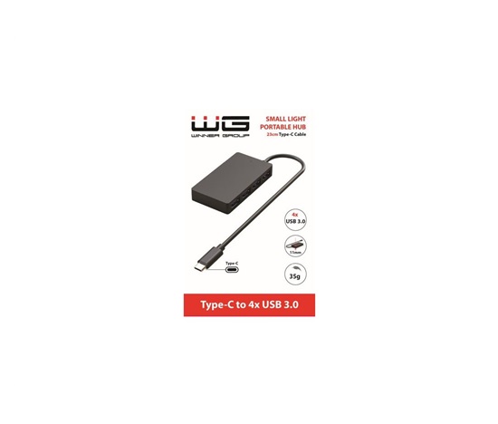 WG - HUB Type-C na 4x USB-A, USB 3.0, 5Gbps, černá