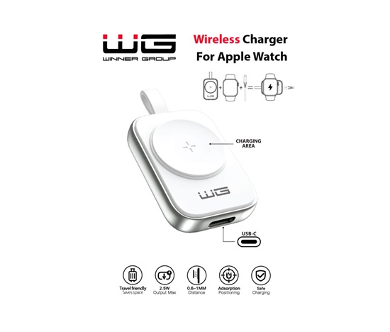 WG - Nabíjecí magnetické zařízení s USB-C pro Apple Watch, bílo stříbrná