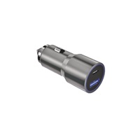 WG - Nabíječka do auta 2x USB 38W, 1x USB-A + 1x USB-C, kabel USB-A na USB-C, stříbrná