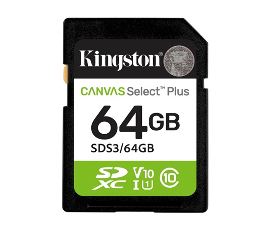 Kingston SDXC karta 64GB Canvas Select Plus, U1, V10, A1