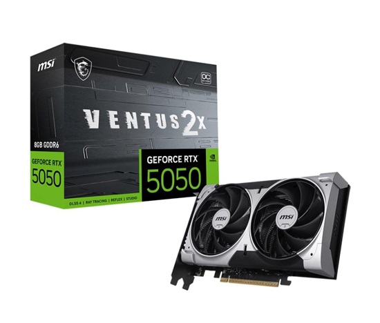 MSI VGA NVIDIA GeForce RTX 5050 8G VENTUS 2X OC, RTX 5050, 8GB GDDR6, 3xDP, 1xHDMI