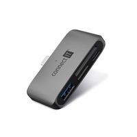 CONNECT IT Dokovací stanice CompactPRO USB-C, 1xUSB-A, 1xUSB-C, MicroSD/SD, šedá