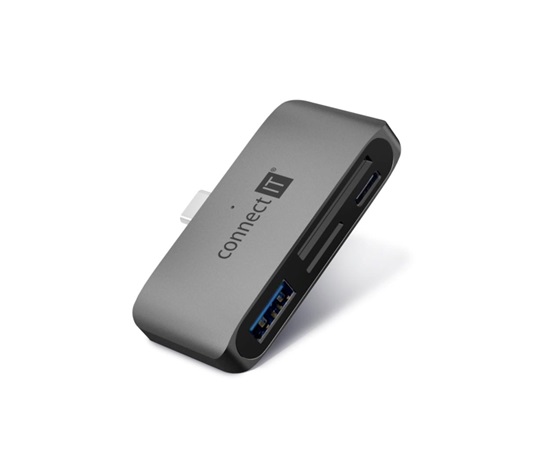 CONNECT IT Dokovací stanice CompactPRO USB-C, 1xUSB-A, 1xUSB-C, MicroSD/SD, šedá