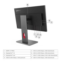 LENOVO LCD P24QD-40 - 23.8",IPS,16:9,2560x1440,120Hz,300cd/m2,1500:1,4ms(GtG),DP,HDMI,DPout,DC,USB Hub,USB-C,RJ45,Pivot