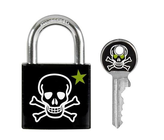 Master Lock Visací zámek  z pevného hliníku 3430EURDSKULL - 30mm