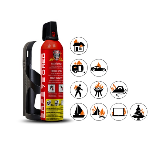 Safe SET Hasicí sprej  750 RED + držák  75C