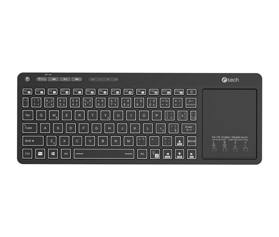 C-TECH Klávesnice WLTK-03, Bezdrátová, Touchpad, černá
