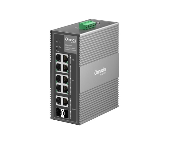 TP-Link OMADA průmyslový switch IES210GPP (8xGbE,2xGbE/SFPcombo,6xPoE+,2xPoE++,240W,DIN,IP40,fanless)