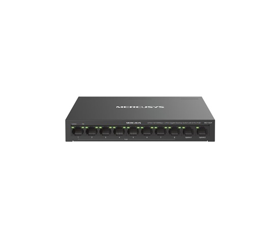 MERCUSYS switch MS110CP (8x100Mb/s,2xGbE,8xPoE+,65W,fanless)