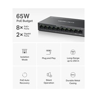 MERCUSYS switch MS110CP (8x100Mb/s,2xGbE,8xPoE+,65W,fanless)