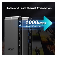 ACER 15in1 USB Type-C Universal Mini-dock: Host interface: USB-C, 2x USB-A 2.0, 1x USB-A 3.2 Gen2, 1x USB-A 3.2 Gen1, 1