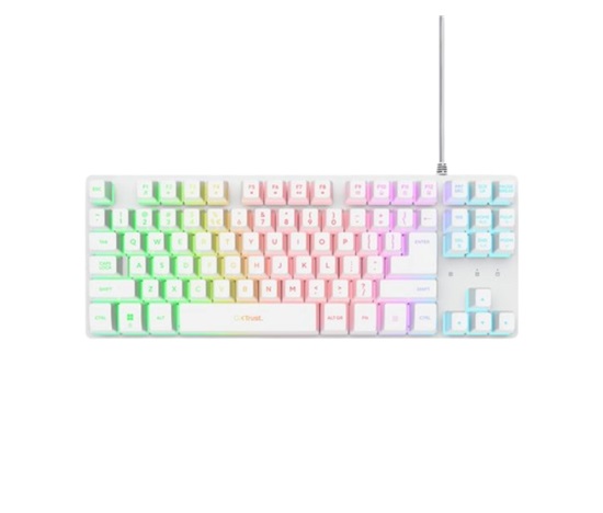 TRUST Klávesnice GXT 833 Thado, Membránová, USB, RGB, bílá