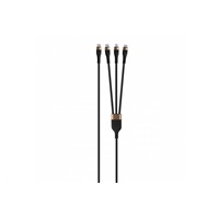 WG - Datový kabel 3v1 Type-C na Type-C na Lightning na Micro USB, 1,5 metrů, 5A, 100W, černá