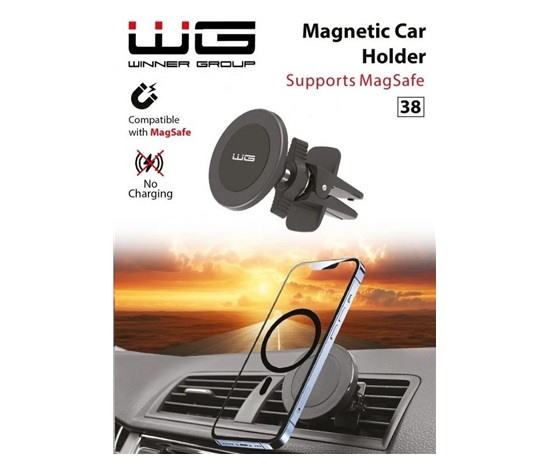 WG - Držák do auta WG 38, univerzální, magnetický, kulatý, černá