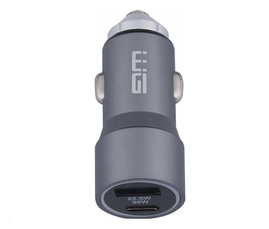 WG - Nabíječka do auta 2x USB 58,5W , 1x USB-C PD 36W + 1x USB-A 22.5W, stříbrná