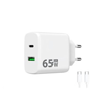 WG - Síťová nabíječka GaN 2x USB 65W, 1x USB-C PD 65W + 1x USB-A QC 3.0 18W, kabel Type-C na Type-C, bílá