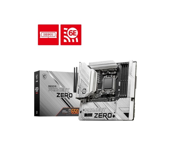 BAZAR - MSI MB Sc AM5 B650M PROJECT ZERO, AMD B650, 4xDDR5, 1xDP, 1xHDMI, WiFi, mATX - Po opravě (Bez příšlušenství)