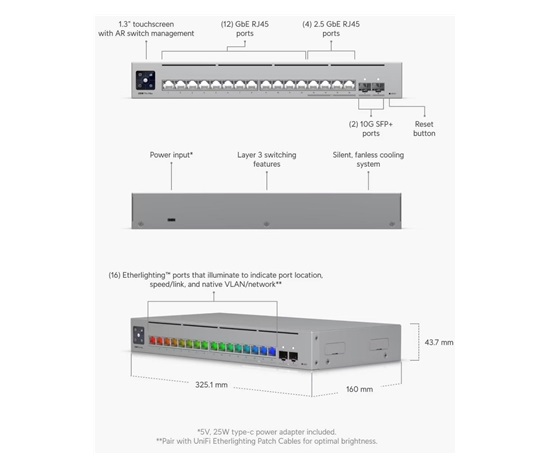 UBNT USW-Pro-Max-16 - rozbaleno, bez orig. obalu