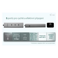 i-tec USB-C Charging Metal HUB 5port with USB-C video 8K, Power Delivery 85W
