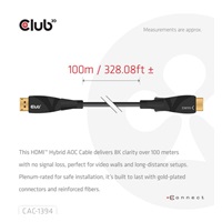 Club3D Kabel aktivní hybridní optický HDMI 2.1 8K60Hz/4K120Hz, (M/M), 100m