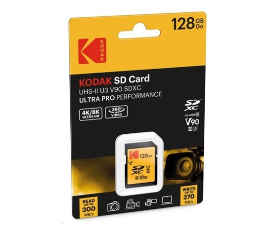 Kodak paměťová SD karta 128GB UHS-II U3 V90 Ultra Pro