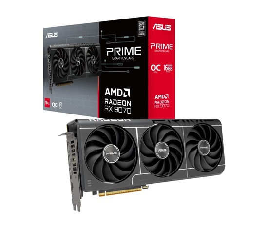 ASUS VGA AMD Radeon RX 9070 PRIME OC EVO 16GB, RX 9070, 16GB GDDR6, 3xDP, 1xHDMI