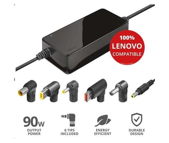 BAZAR - TRUST napájecí adaptér MAXO pro notebooky LENOVO 90W, vč. koncovek - Poškozený obal (Komplet)