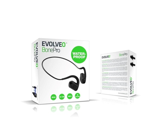 EVOLVEO bezdrátová sluchátka BonePro MP3 32GB, na lícní kosti,černá