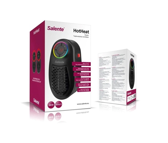 Salente HotHeat, teplovzdušný mini ventilátor, 500 W, černý