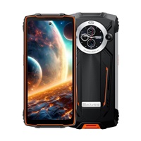 Rugged Smartphone Blackview BV8200 4G G100 12GB 256GB 8800-45W A14, Watch Display, Flashlight, Black w Orange [No Charge