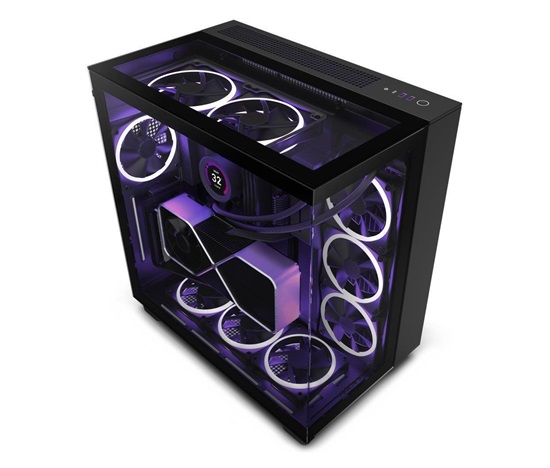 BAZAR - NZXT skříň H9 Elite dvoukomorová ATX / 3xRGB 120 mm / 1x 120mm fan/prosklená/RGB&fan con/ černá, poškozený obal