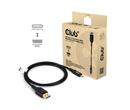 BAZAR - Club3D Kabel USB-C na DisplayPort 2.1, 10K60Hz, DSC1.2, UHBR10, 1m - Poškozený obal (Komplet)