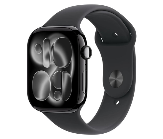 Apple Watch Series 11 GPS 46mm Jet Black Aluminium Case with Black Sport Band - M/L