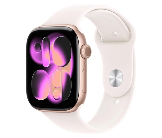Apple Watch Series 11 GPS 46mm Rose Gold Aluminium Case with Light Blush Sport Band - S/M