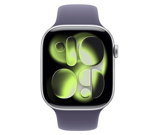 Apple Watch Series 11 GPS 46mm Silver Aluminium Case with Purple Fog Sport Band - M/L