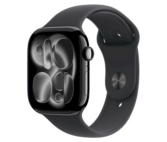 Apple Watch Series 11 GPS + Cellular 42mm Jet Black Aluminium Case with Black Sport Band - M/L