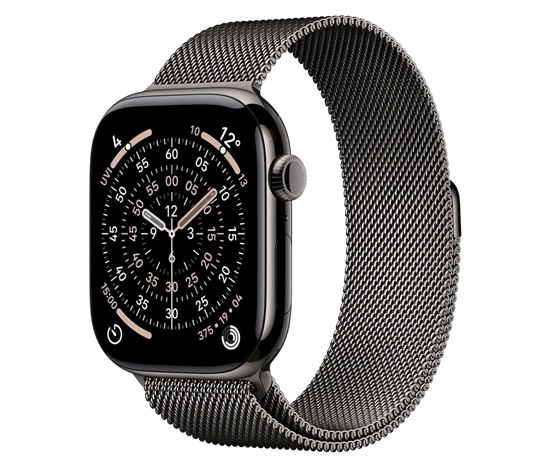 Apple Watch Series 11 GPS + Cellular 42mm Slate Titanium Case with Slate Milanese Loop