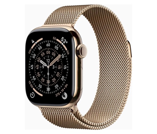 Apple Watch Series 11 GPS + Cellular 42mm Gold Titanium Case with Gold Milanese Loop