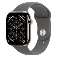 Apple Watch Series 11 GPS + Cellular 46mm Natural Titanium Case with Stone Grey Sport Band - S/M