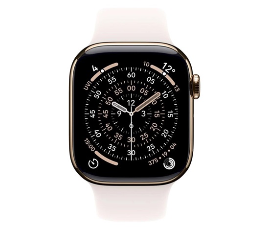 Apple Watch Series 11 GPS + Cellular 46mm Gold Titanium Case with Light Blush Sport Band - M/L