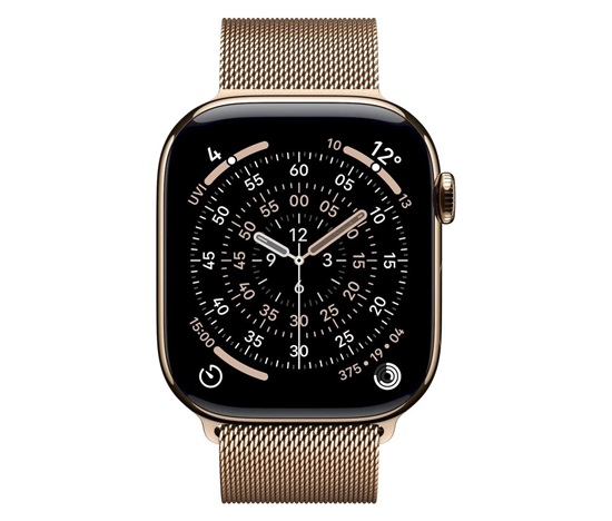 Apple Watch Series 11 GPS + Cellular 46mm Gold Titanium Case with Gold Milanese Loop - M/L