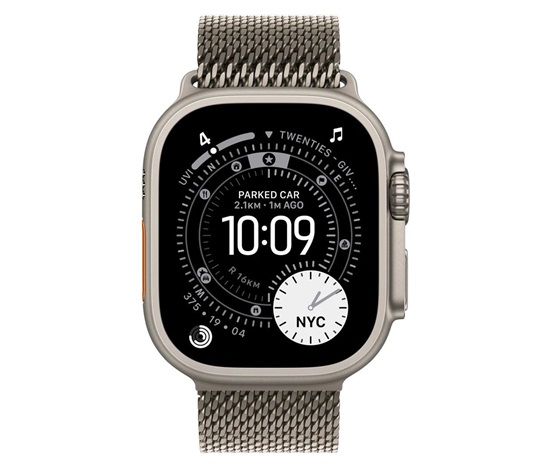 Apple Watch Ultra 3 GPS + Cellular 49mm Natural Titanium Case with Natural Titanium Milanese Loop - Large