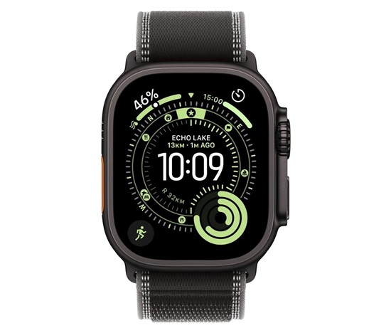 Apple Watch Ultra 3 GPS + Cellular 49mm Black Titanium Case with Black/Charcoal Trail Loop - S/M