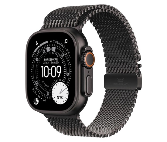 Apple Watch Ultra 3 GPS + Cellular 49mm Black Titanium Case with Black Titanium Milanese Loop - Small