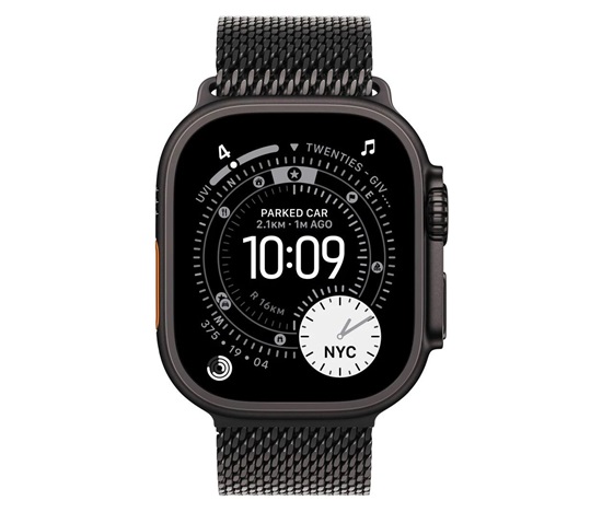 Apple Watch Ultra 3 GPS + Cellular 49mm Black Titanium Case with Black Titanium Milanese Loop - Large