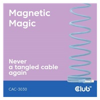 Club3D Kabel magnetický USB-C, 240W PD3.1, 480 Mbps, 2m, modrá