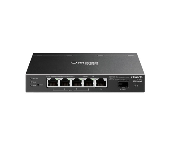 TP-Link OMADA switch SG2206MP (5xGbE,1xSFP,4xPoE+,63W,fanless)