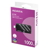 ADATA External SSD 1TB SC735, USB-C 3.2 Gen2, Černá