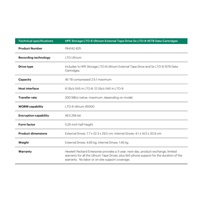 HPE Storage LTO-8 Ultrium External Tape Drive (+5x Q2078A LTO-8 30TB Data Cartridges) Smart Choice